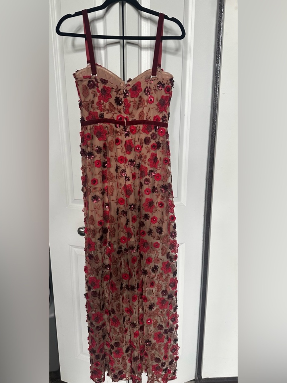 For Love And Lemons Burgundy and Nude Floral Maxi Dress - Picture 3 of 3
